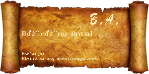Bárány Antal névjegykártya