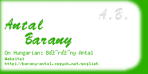 antal barany business card